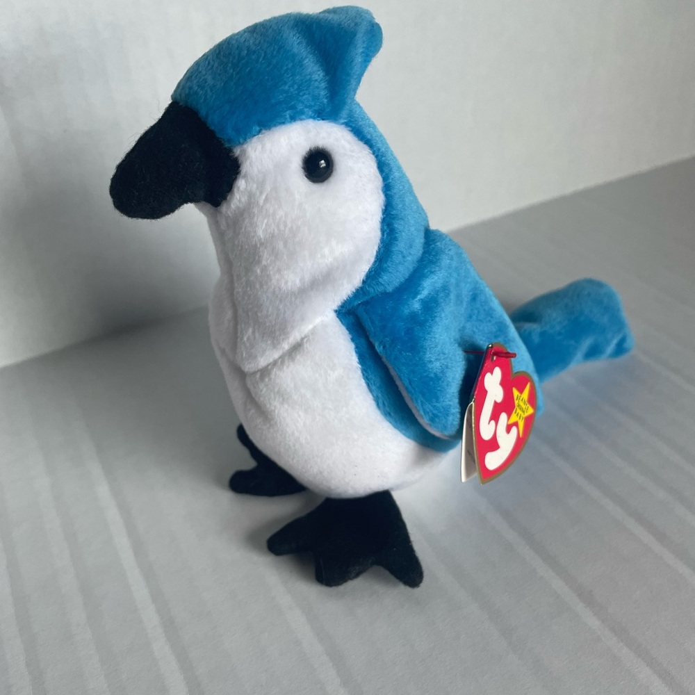 RARE Rocket- Blue Jay TY Beanie baby At least **6**Tag Errors and MINT condition